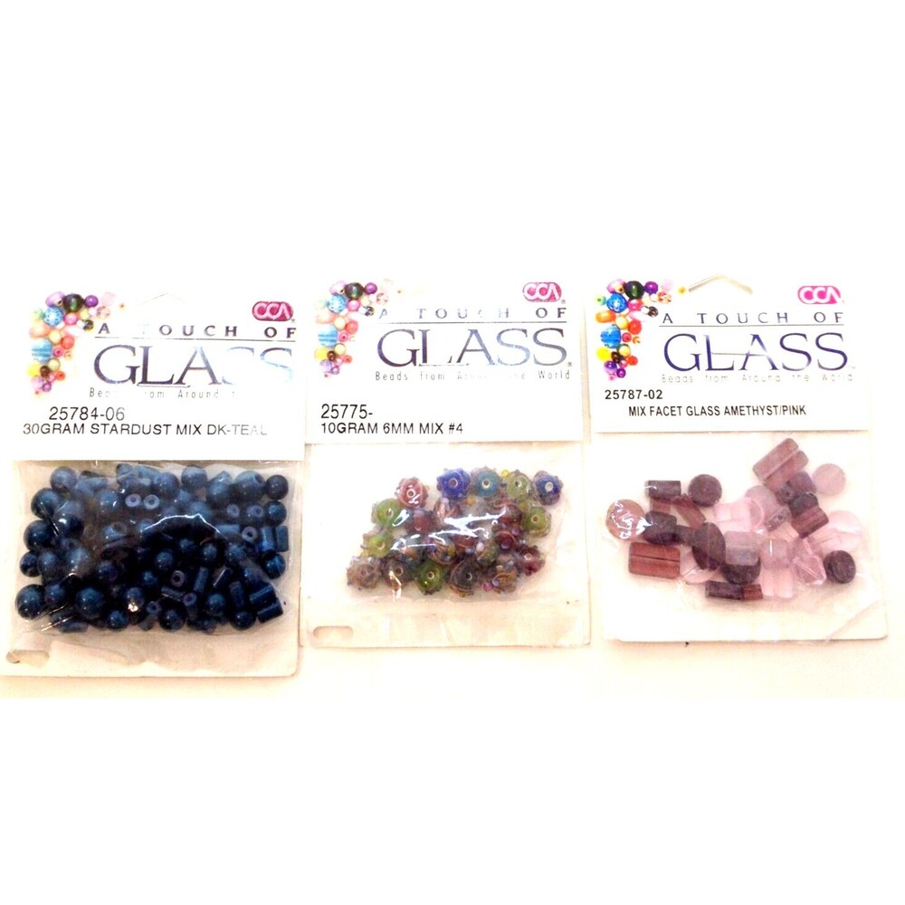 Jewelry Making Bead Sets 3 Packs A Touch of Glass Teal Amethyst/ Pink Mix #4